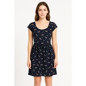 Ckh Clockhouse Navy Blue Floral Print Short Sleeve Mini Dress size 42